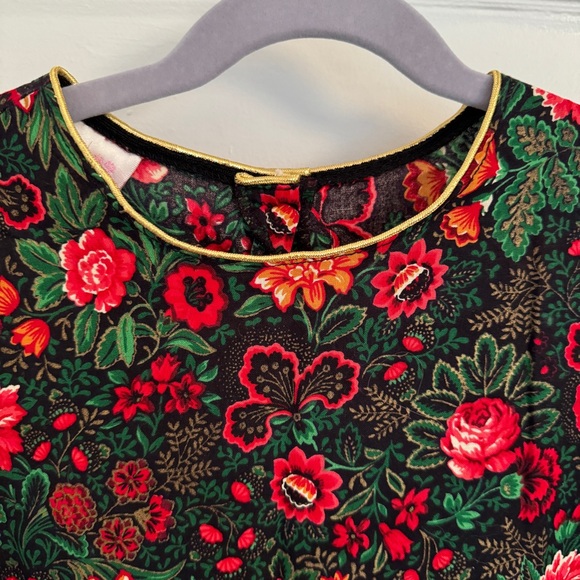 Vintage 90’s kids girls dress: green and red roses. - Picture 6 of 6